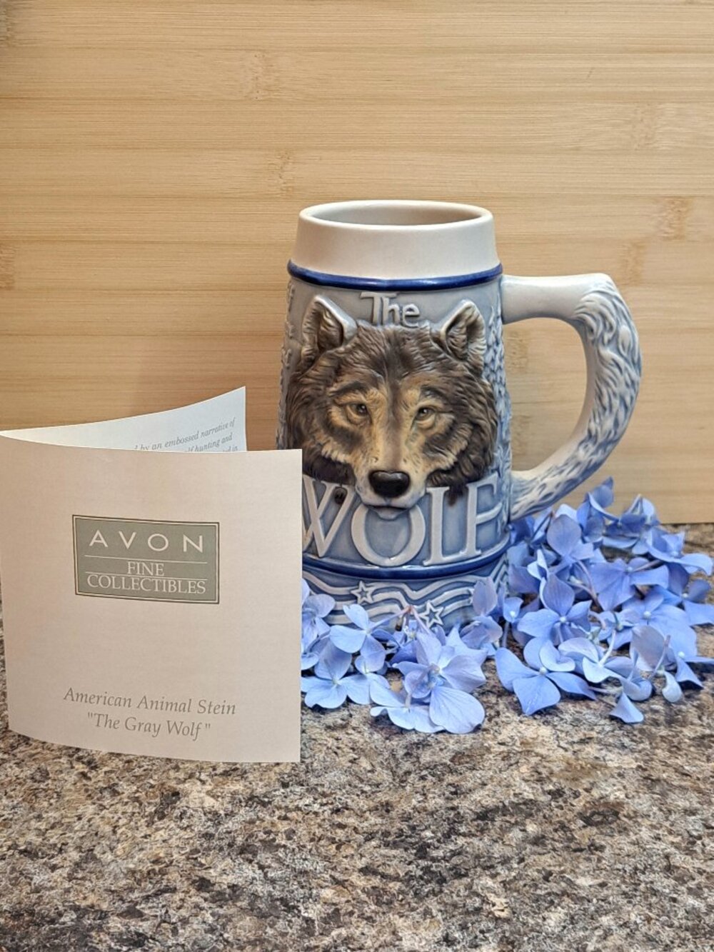 Vintage 6" Avon Ceramic Wolf Stein by Tom O'Brien